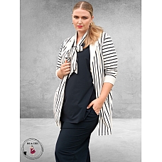 Plus Basics Blazer Long Jacket Breton Stripe